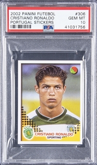 2002-03 Panini Futebol Portugal Stickers #306 Cristiano Ronaldo Rookie Card - PSA GEM MT 10